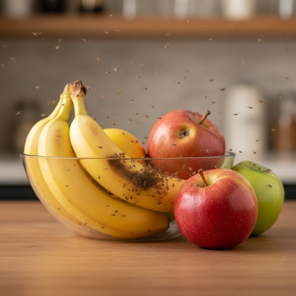 Moucherons autour de fruits